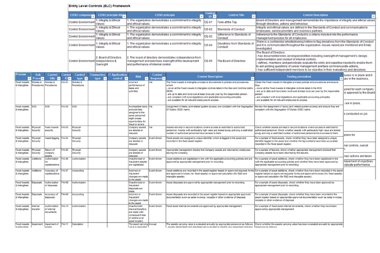 Internal Control Framework Template